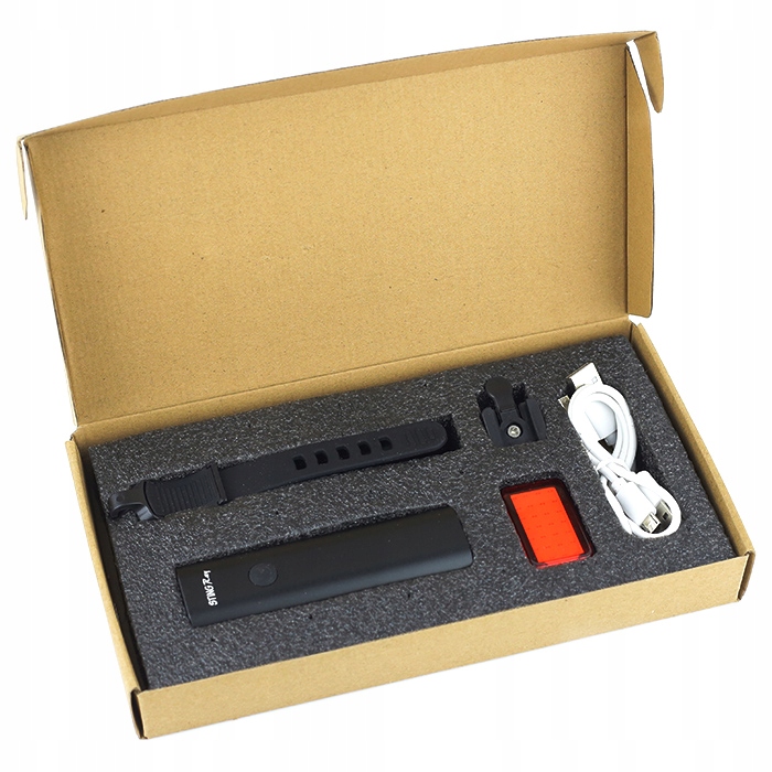 Zestaw lamp rowerowych 360lm + 100lm z funkcją STOP Marka Jet