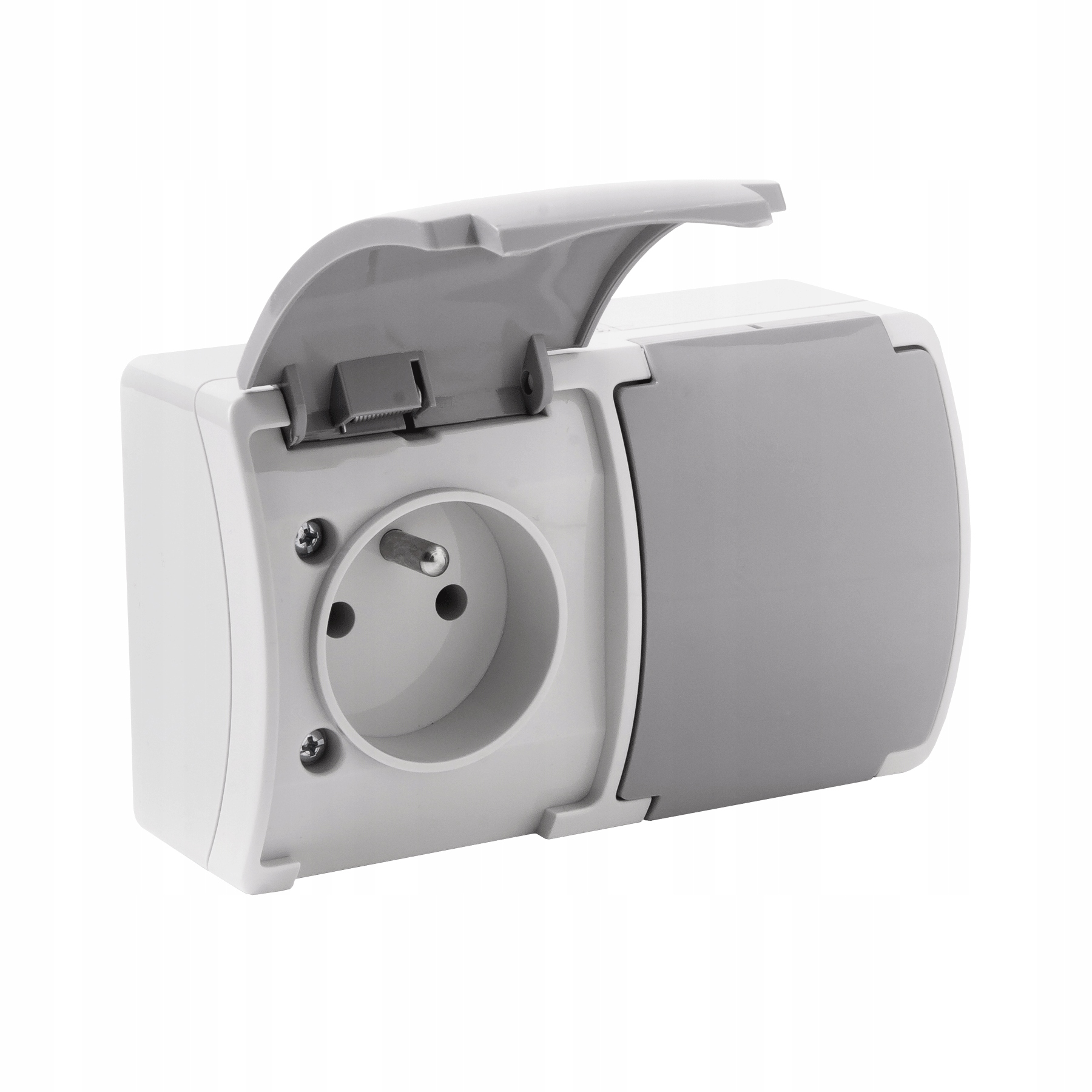 

Podwójne gniazdo elektryczne n/t IP44 250V klapka