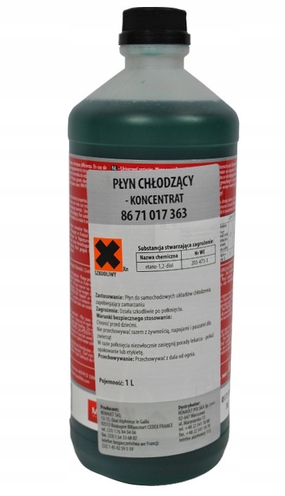 Koncentrat Do Chłodnic Dacia Renault Nissan Motrio 1 L Zielony 8671017363