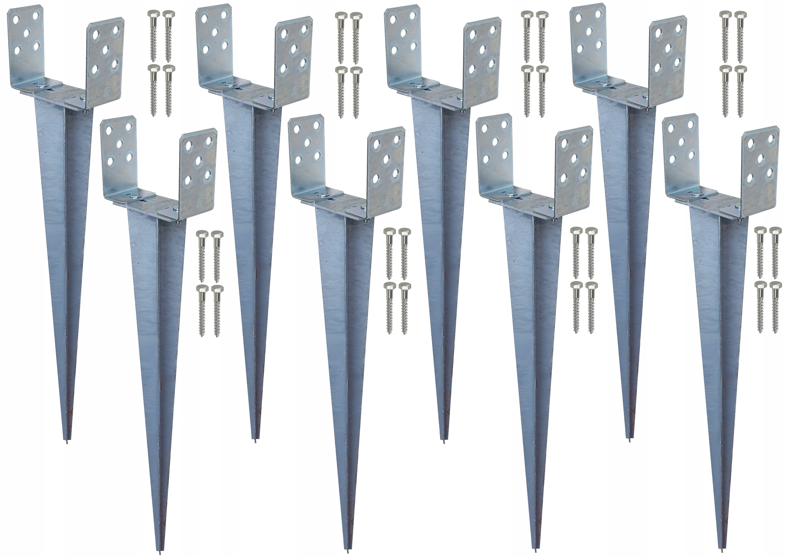 8X Podstawa Słupa Regulowana Wbijana Kotwa 0-120 Ocynk