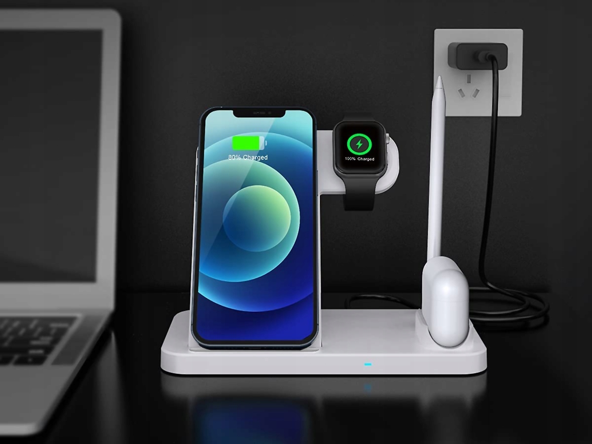 ŁADOWARKA BEZPRZEWODOWA INDUKCYJNA do RYSIK WATCH/AIRPODS/PEN/ IPHONE Kolor biały