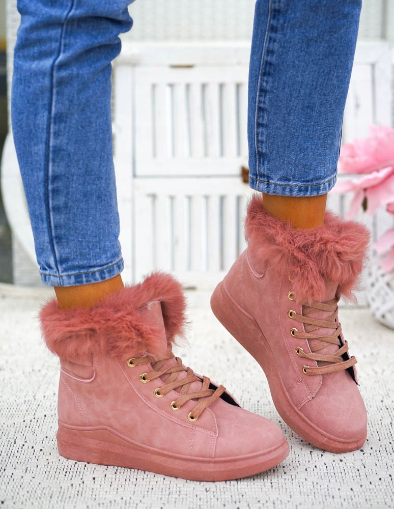 Zimowe Botki Trapery Buty Ocieplane Różowe 37 Rozmiar 37
