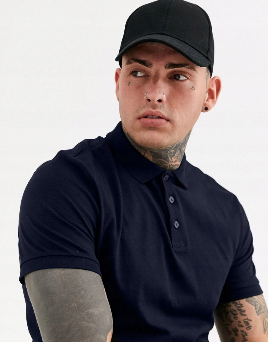 KOSZULKA POLO GRANATOWA MĘSKA KRÓTKI RĘKAW XS 1DME Rękaw krótki rękaw