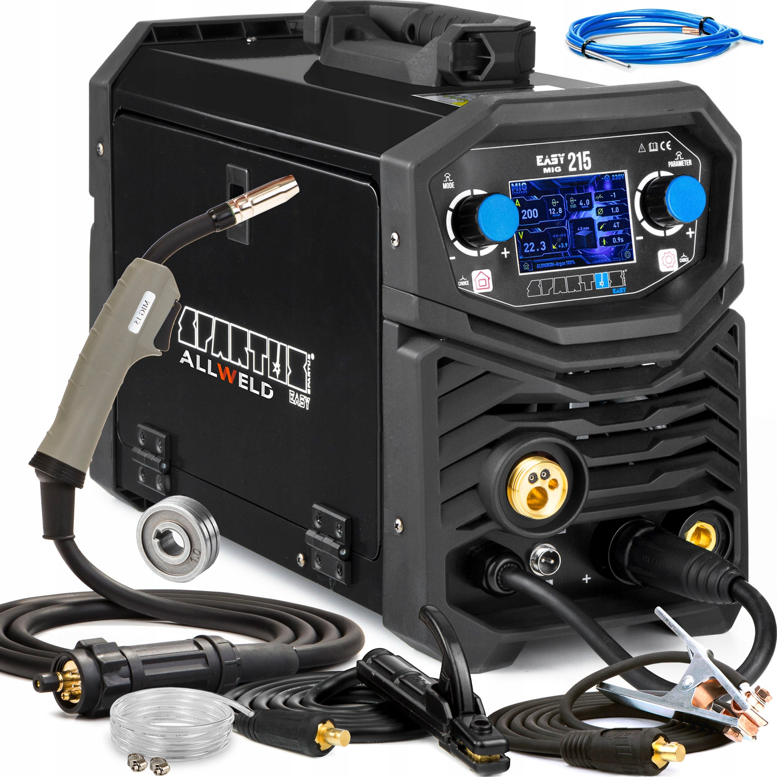 ПОЛУАВТОМАТИЧЕСКИЙ СВАРОЧНЫЙ АППАРАТ SPARTUS EASY MIG 215 MMA TIG 230V 200A 3В1 СИНЕРГИЯ