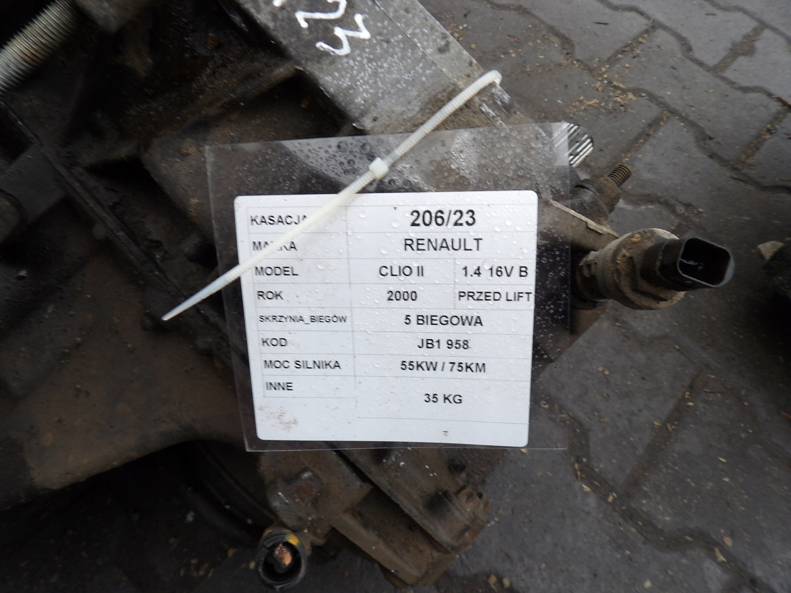 RENAULT CLIO II 1,4B 16V GETRIEBE JB1958 55KW 75KM