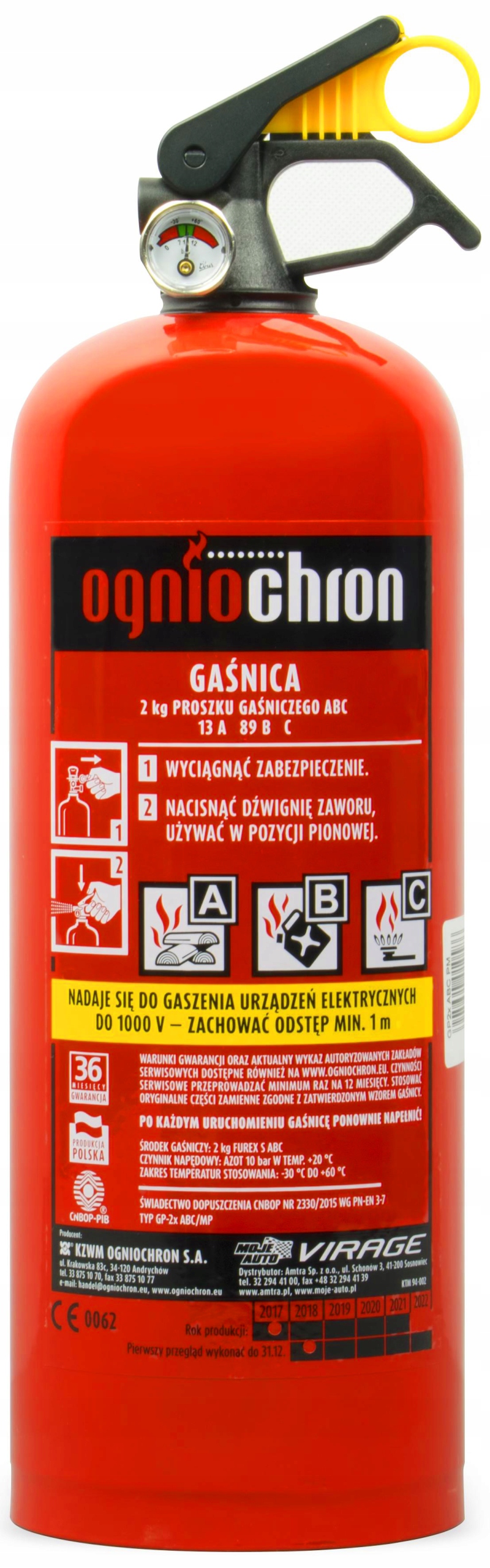 

Gaśnica Samochodowa Proszkowa 2 kg Abc