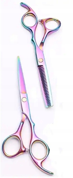 Nożyczki i degażówki fryzjerskie komplet kameleon 5,5''