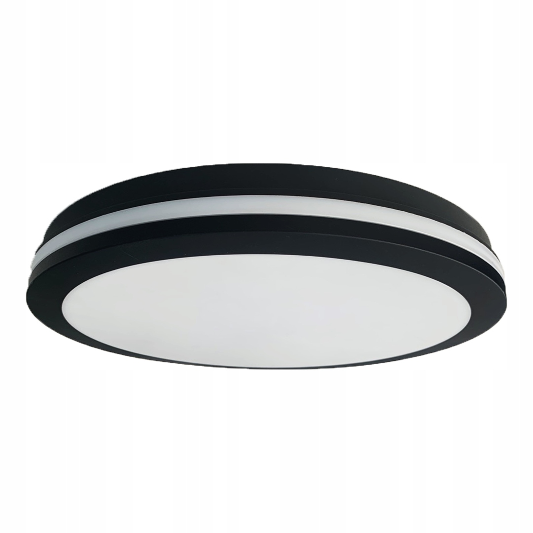 Stropní Svítidlo černý kulatý 40 cm moderní IP54 4000K Eko-Light
