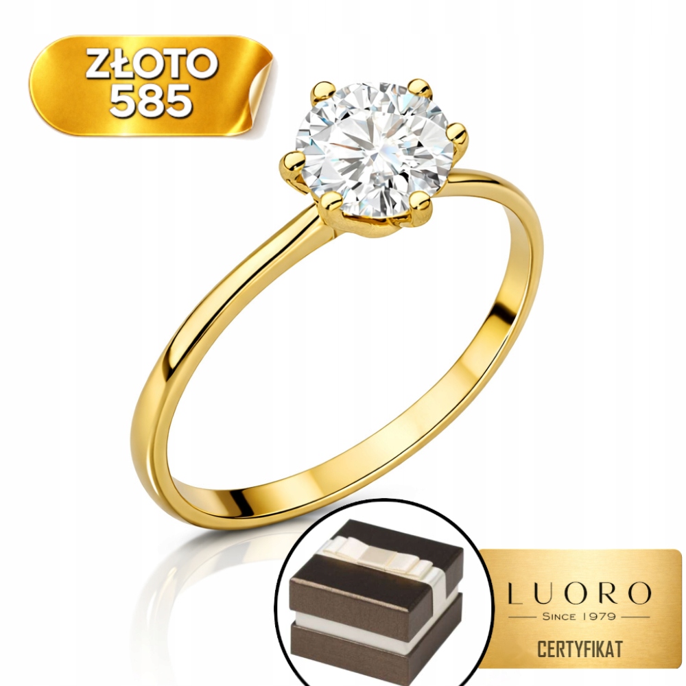 Prstýnek 585 14K Se Středovým Zirkonem 5,5 MM Klasický R13