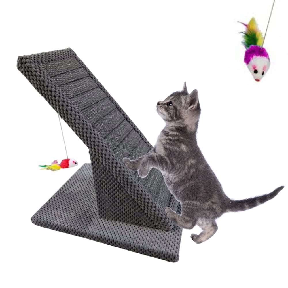 Drapak dla kota Makspol Skośny mata do drapania +myszka zabawka Szary