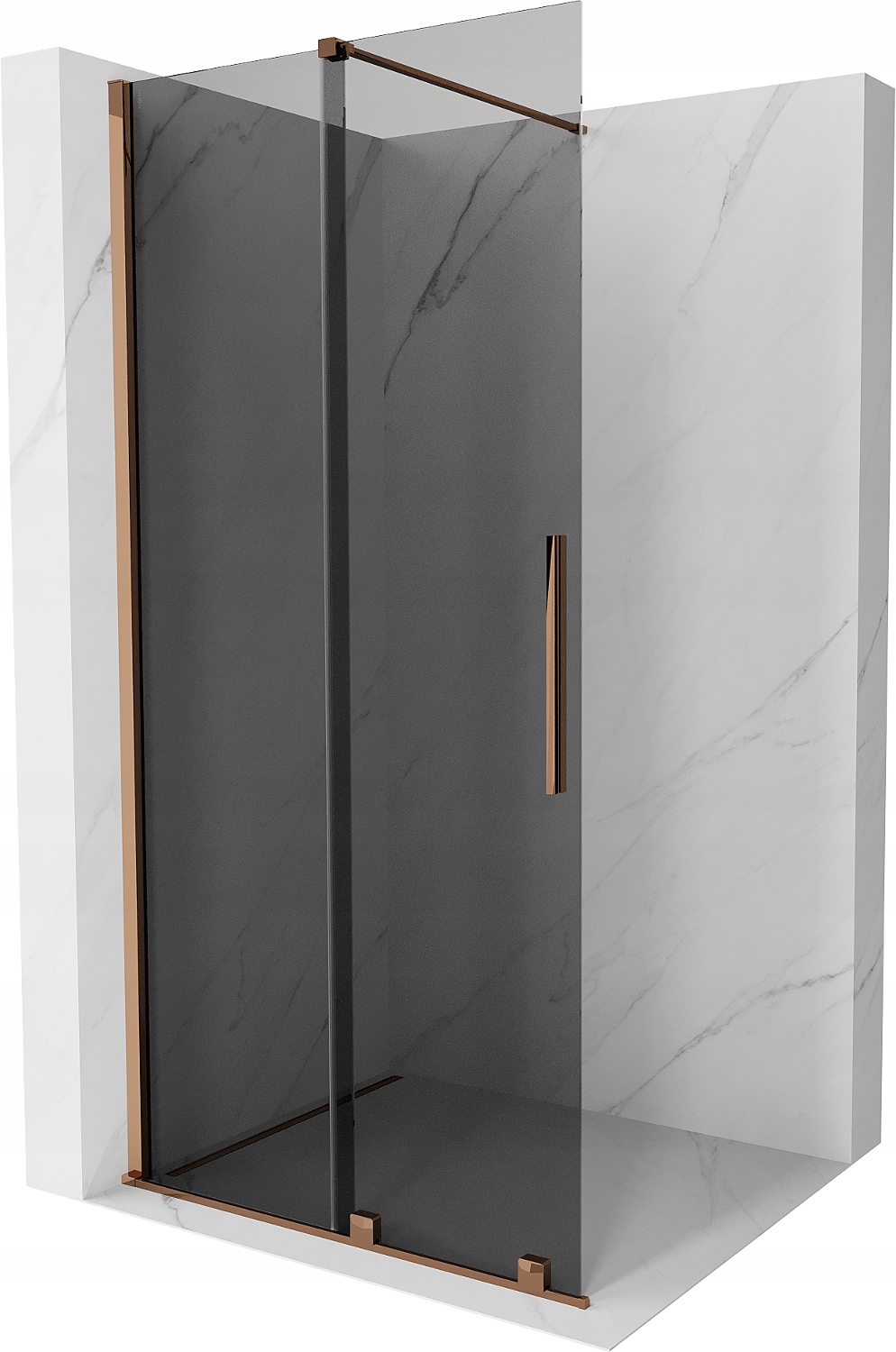 Mexen Velar Ścianka Prysznicowa Walkin 110X200 CM Grafit 8MM Różowe Złoto