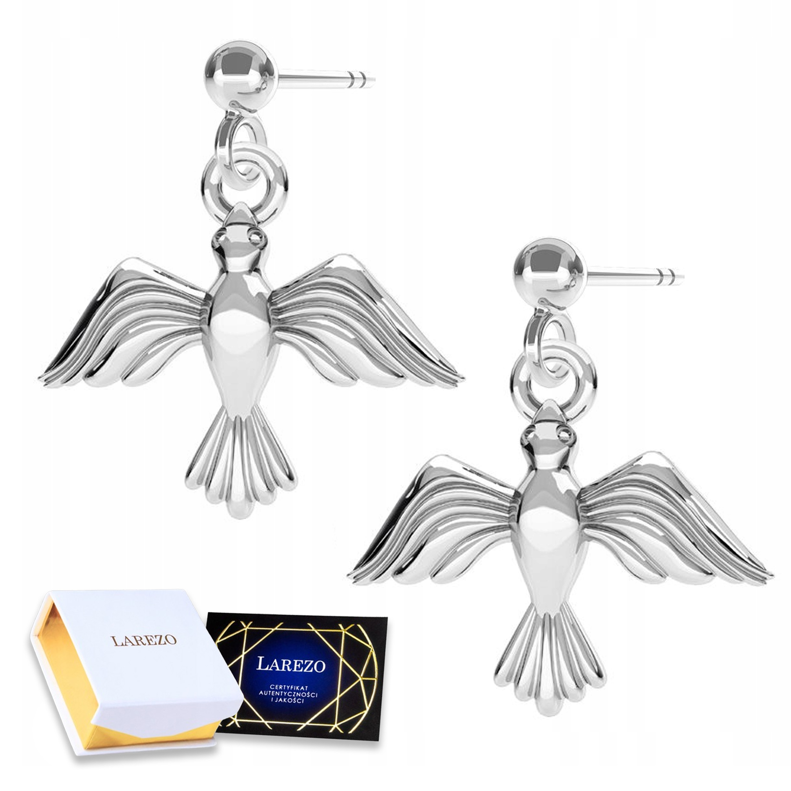 Stříbrné Náušnice s ptáčky Ptáci Lesklí ptáci Dýka Plechovka 925