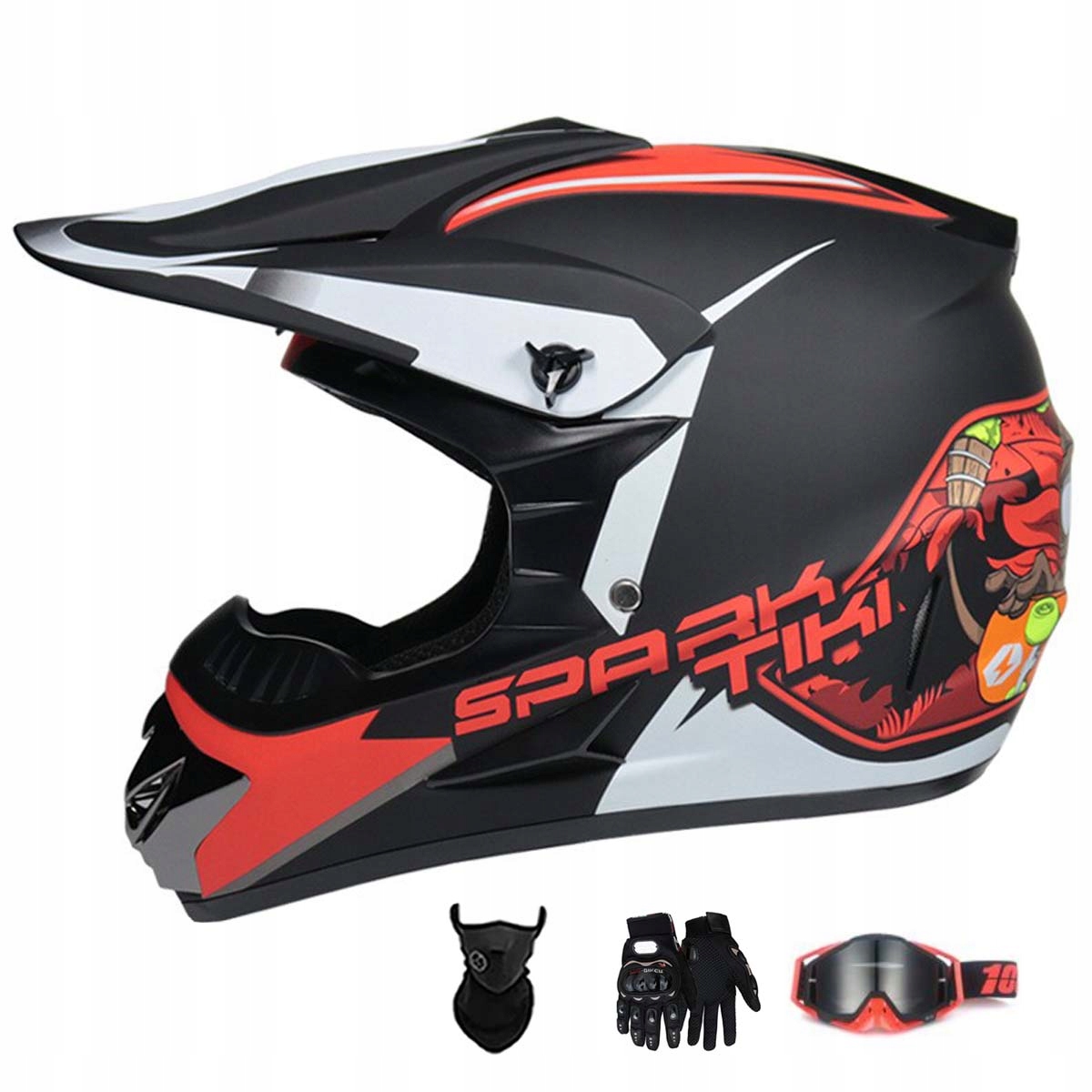 Motocyklová Přilba Lehká Enduro Quada Brýle Rukavice Maska XL