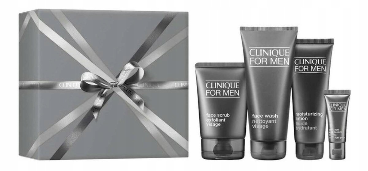 Clinique Great Skin for Him sada gel 200 Ml peeling 100 ml krém pod oči