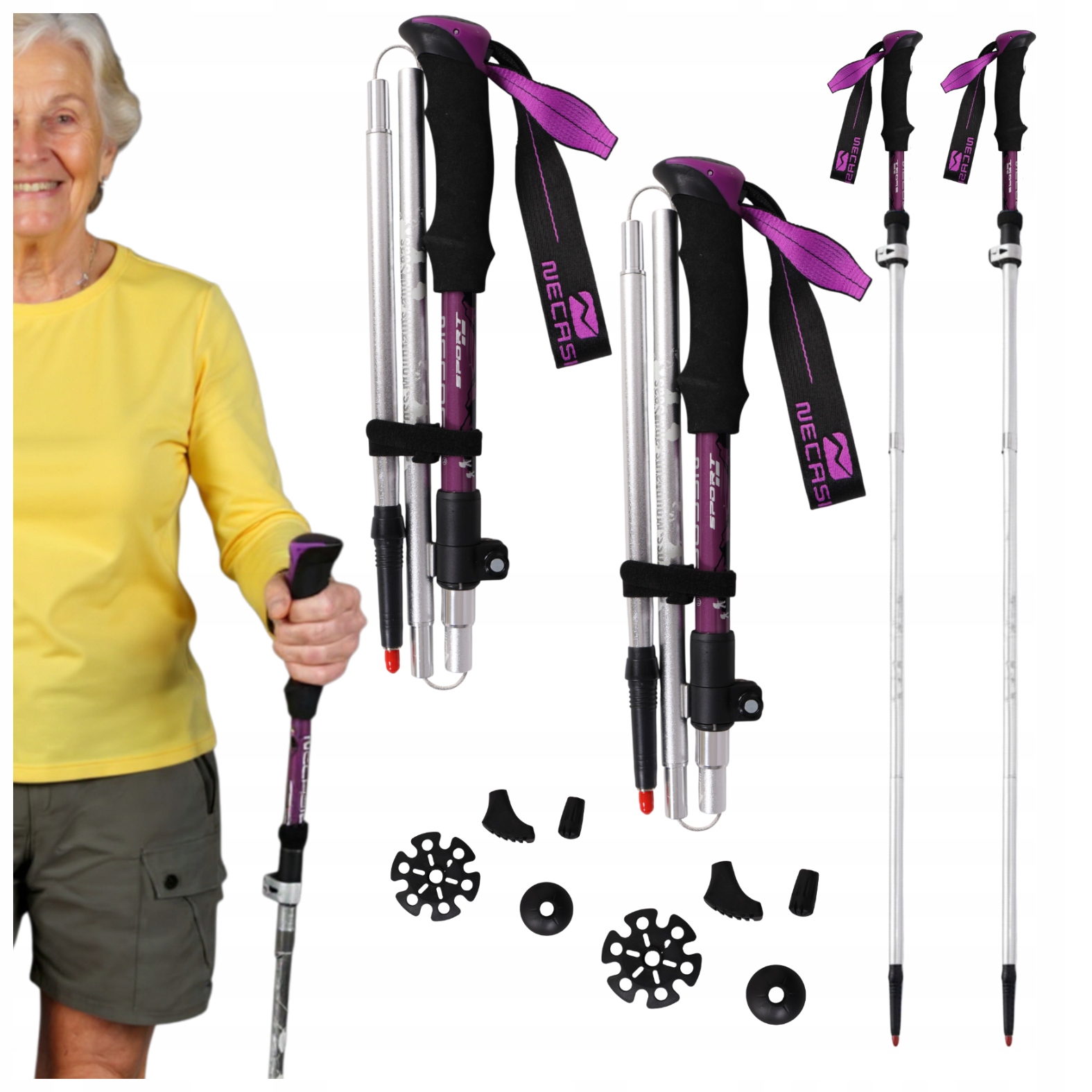 Trekingové Hole Nordic Walking Skládací Hole Lehké Pro Chůzi Hory 2x