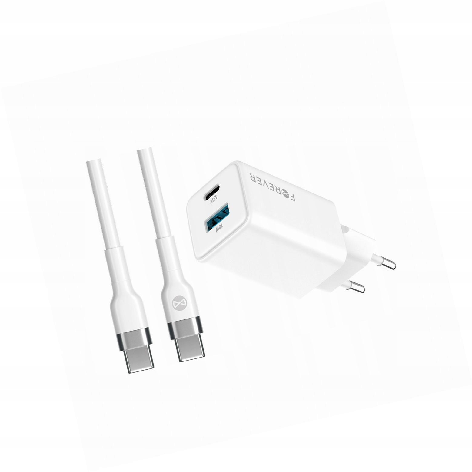 Szybka ładowarka GaN 45W 2 wejścia Usb i Usb-c z kablem do Oppo A53