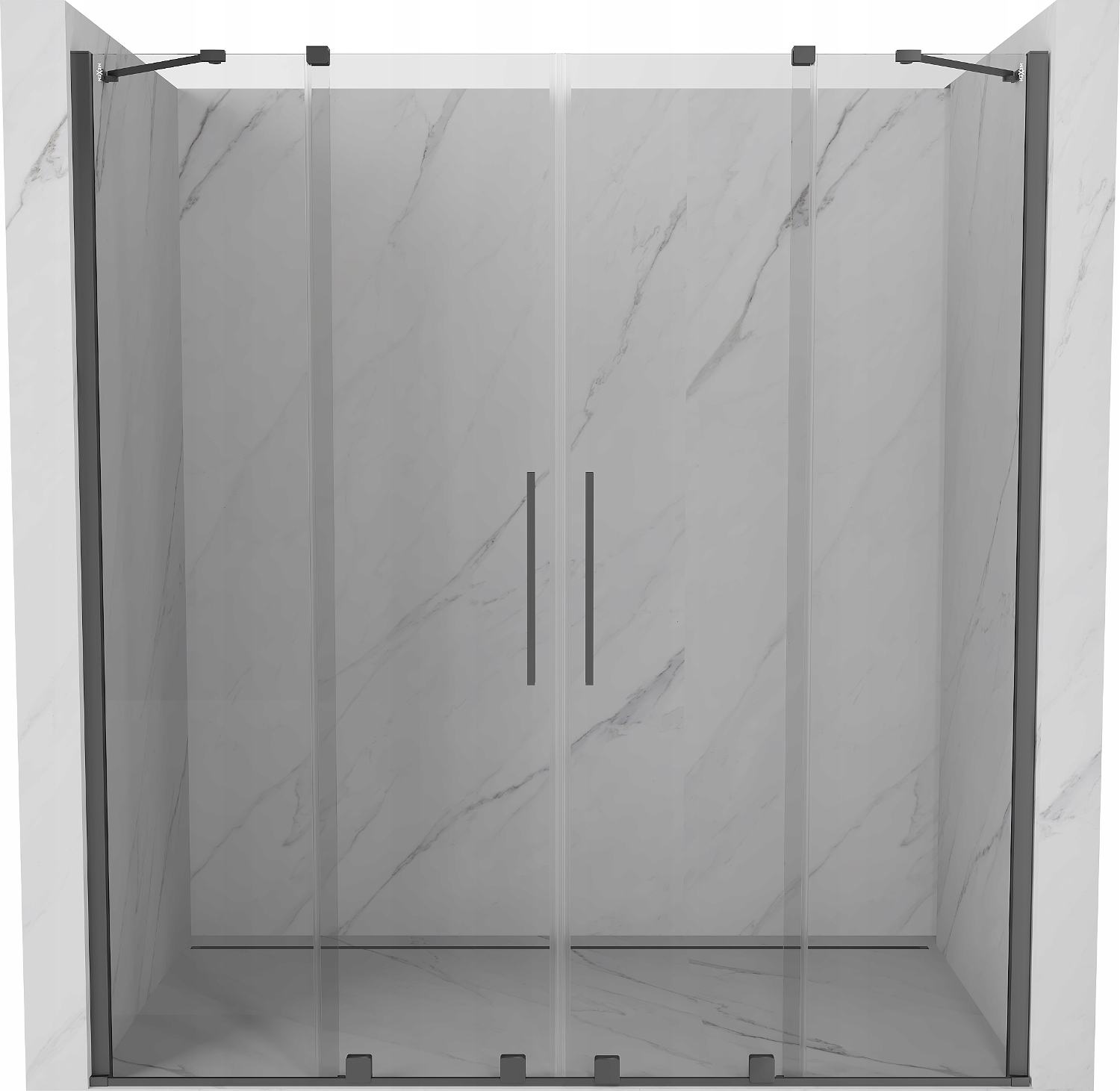 Sprchové dveře Mexen Velar Duo 200 cm, transparentní, gun metal
