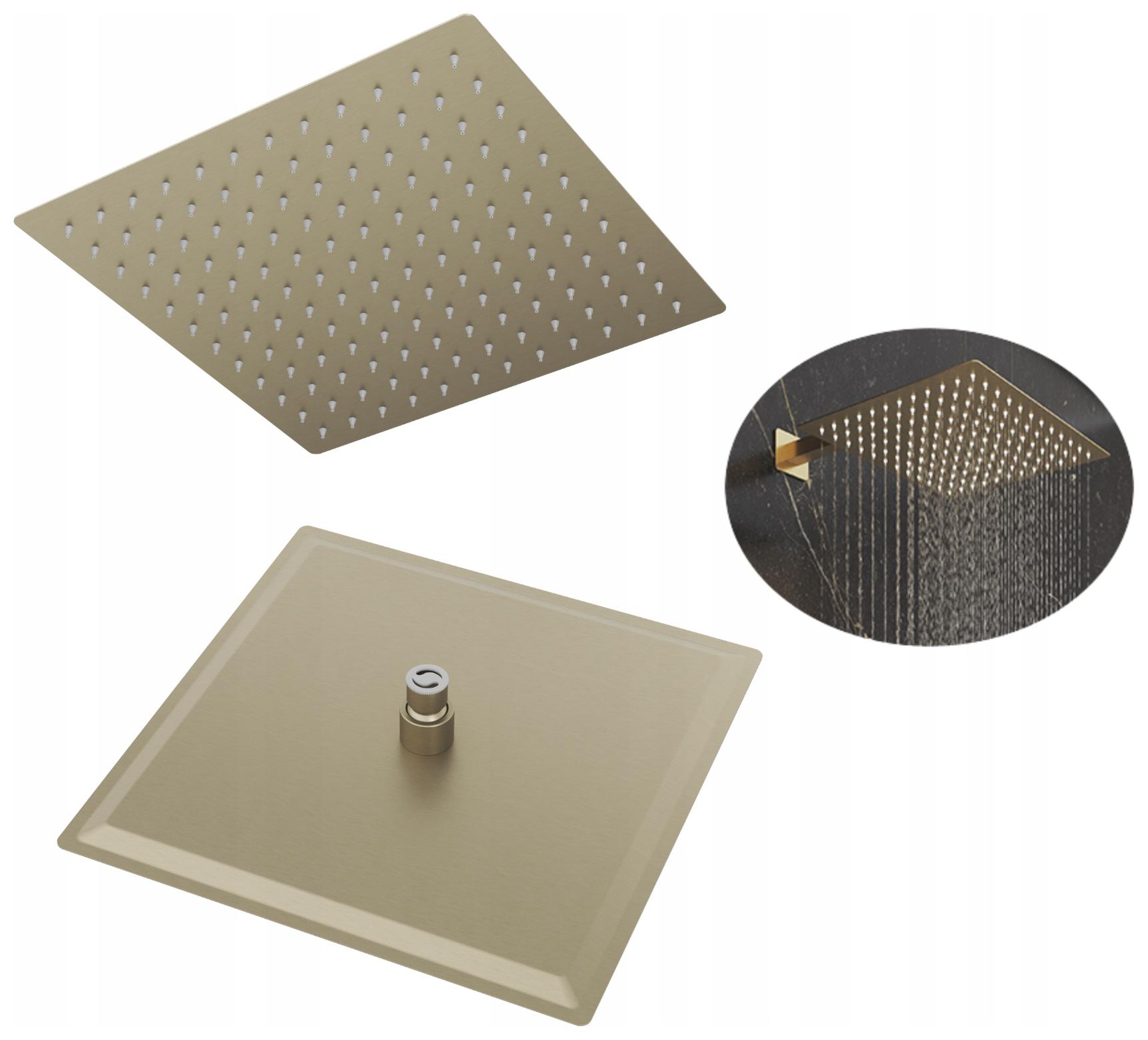 Sprchová dešťová sprcha čtvercová zlatá Slim pro kabiny 30 cm