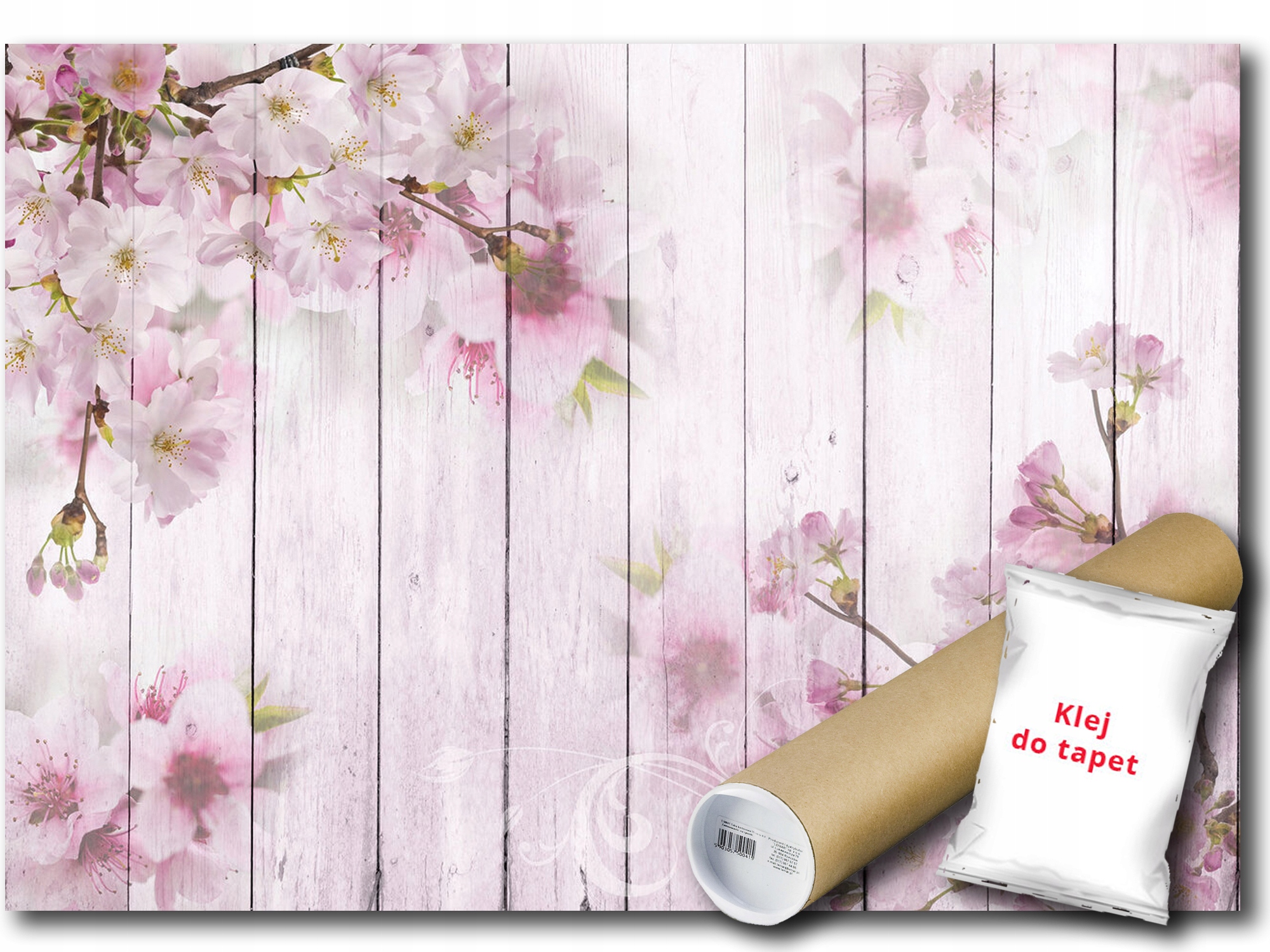 Vinylová Fototapeta Drevo Dosky Drevo Imitácia Kvety Čerešňa 416x254