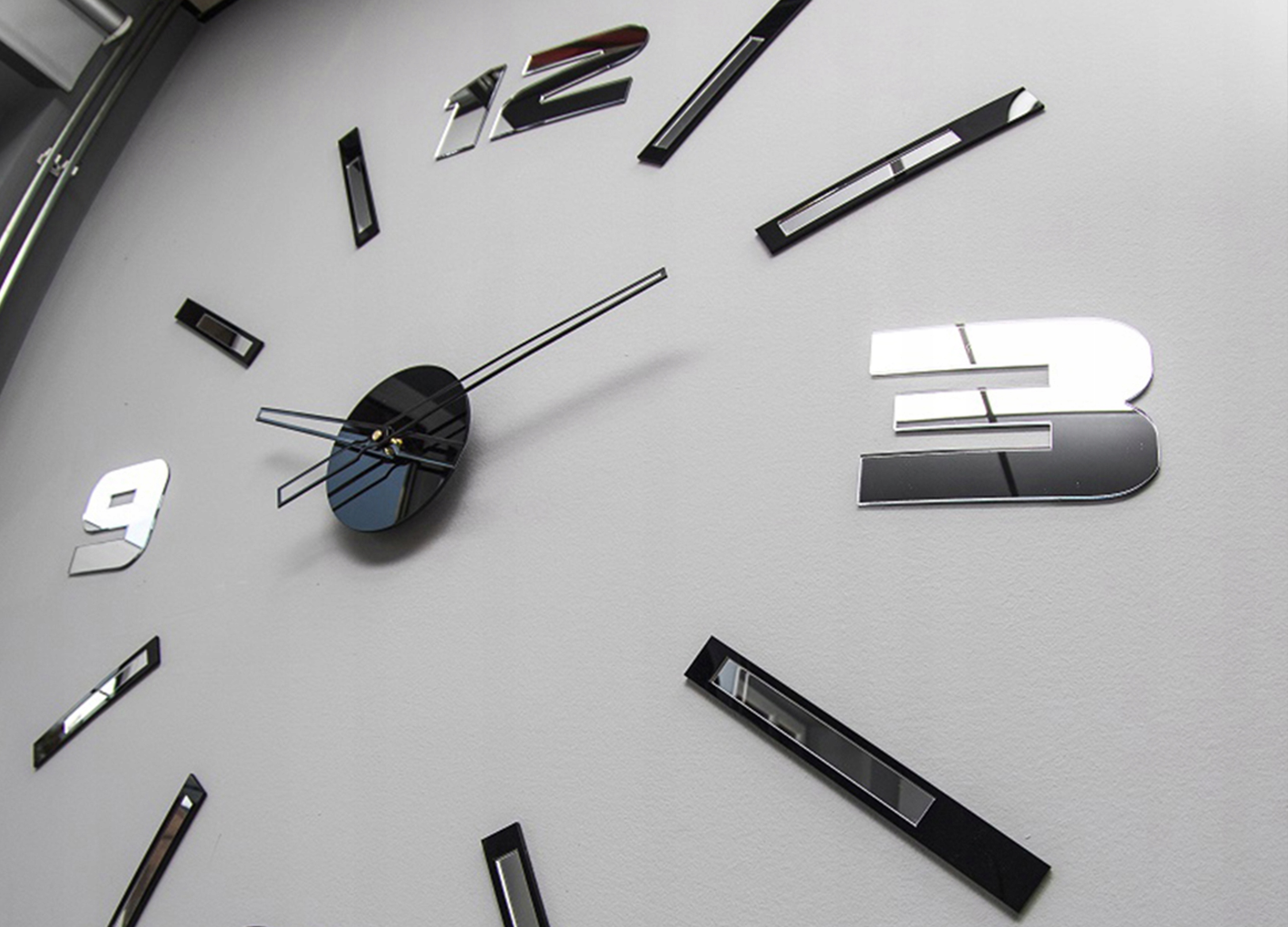 LUSTRZANY ścienny DUŻY zegar na ścianę DIY 3D L Zasilanie baterie