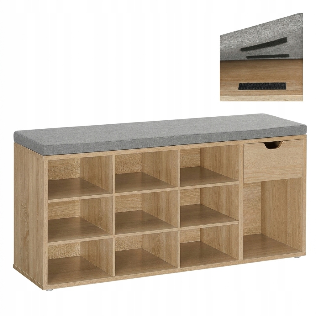 Botník se sedákem Regál Čalouněná lavice 104 cm 3 police