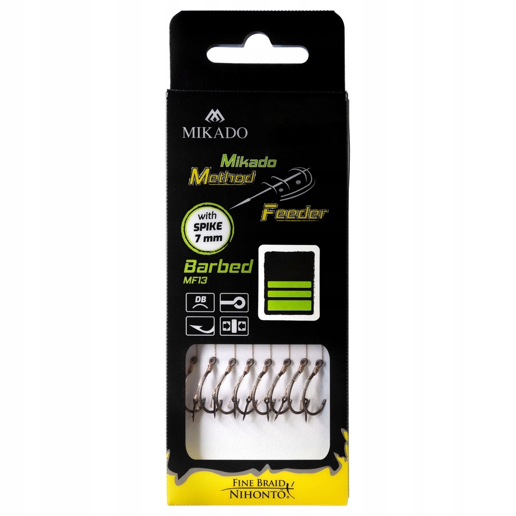 Haczyki z przyponem Mikado Method Feeder MF13 z igłą #8 Db 0,14mm 10cm 8szt