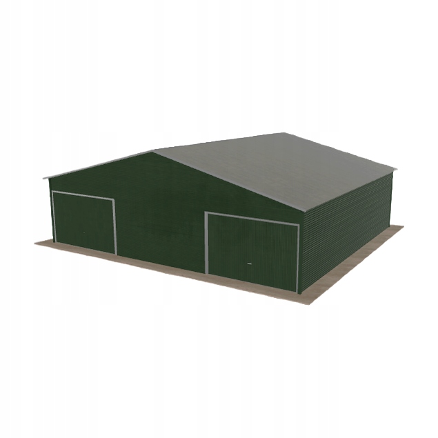 Plechová garáž 9.5x8.5 m dvoupolohová, dvouspádová, zelená