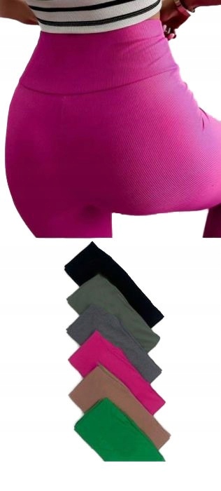 LEGGINSY PRĄŻKOWANE SPODNIE PRĄŻEK GETRY FITNESS M