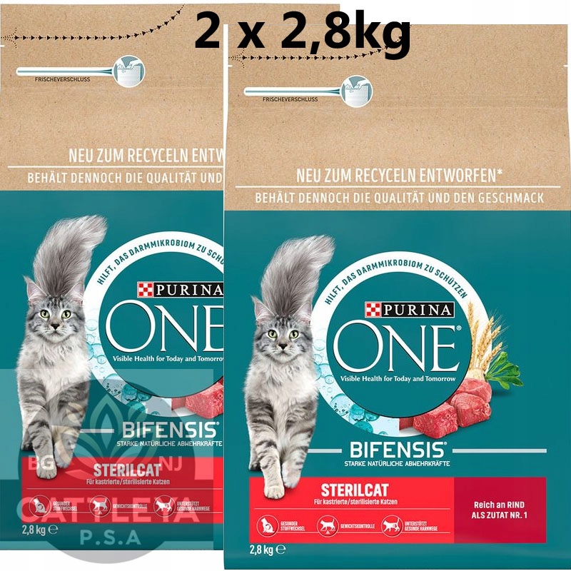 Suché krmivo pro kočky Purina One SterilCat, hovězí maso 2 x 2,8 kg
