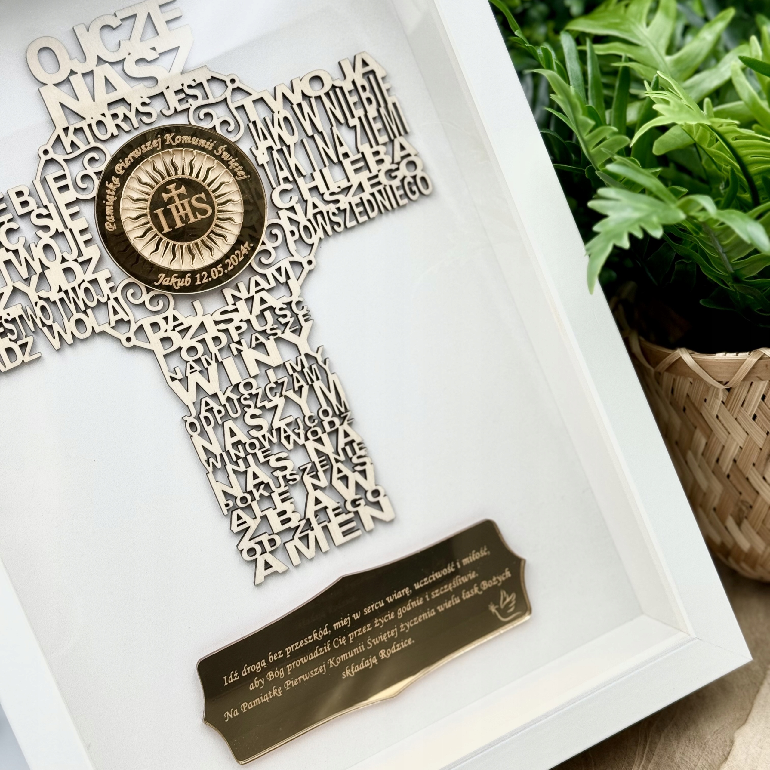 Pamiątka I KOMUNII ŚWIĘTEJ BIERZMOWANIA Podziękowanie dla CHRZESTNYCH Kolor biały