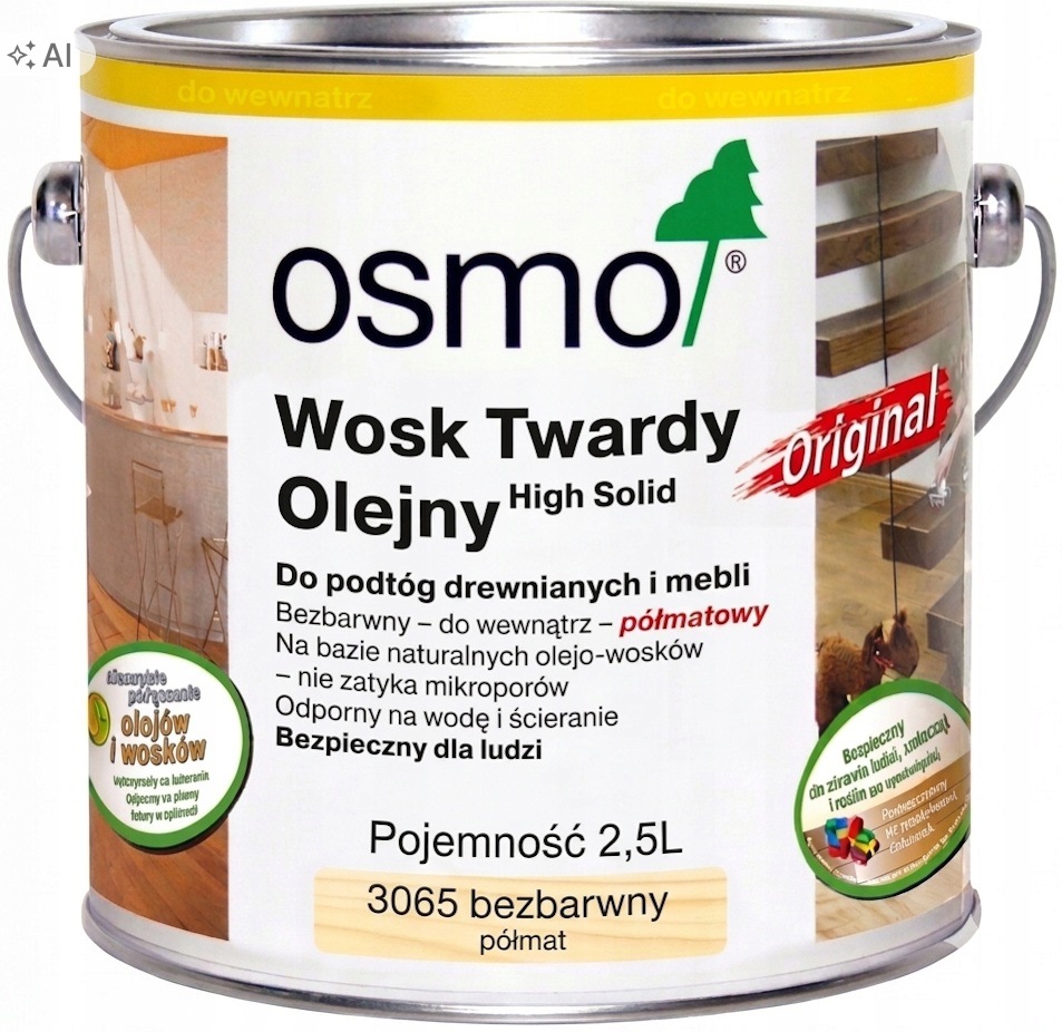 Osmo 3065 tvrdý vosk Orginal Podlahy Nábytek 2,5L Polomat