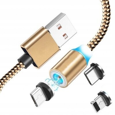 KABEL MAGNETYCZNY 3w1 2.4A USB MICRO LIGHTNING TYP-C DO IPHONE PRZEWÓD