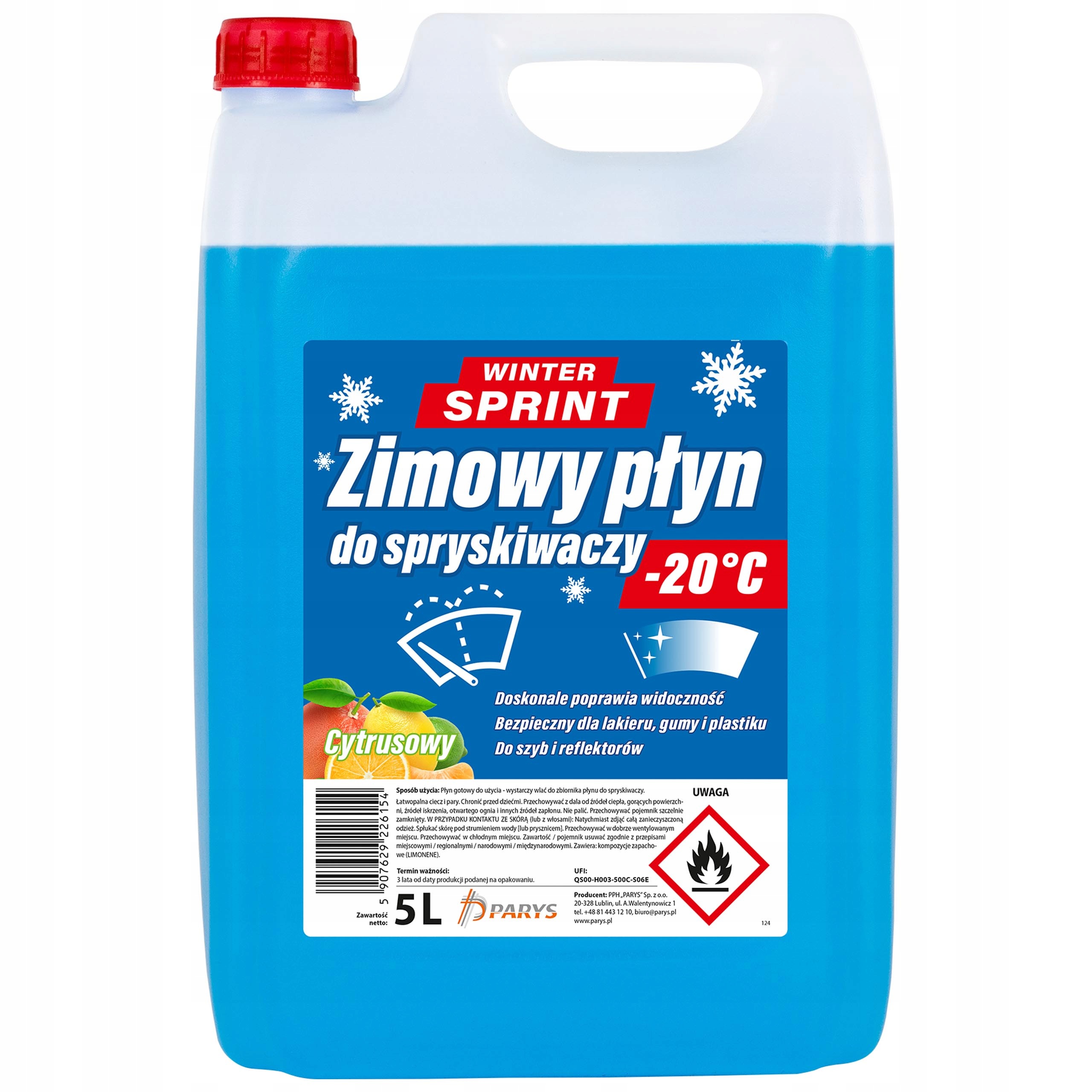 Płyn do spryskiwaczy zimowy -20°C 5L Winter Sprint Cytrusowy