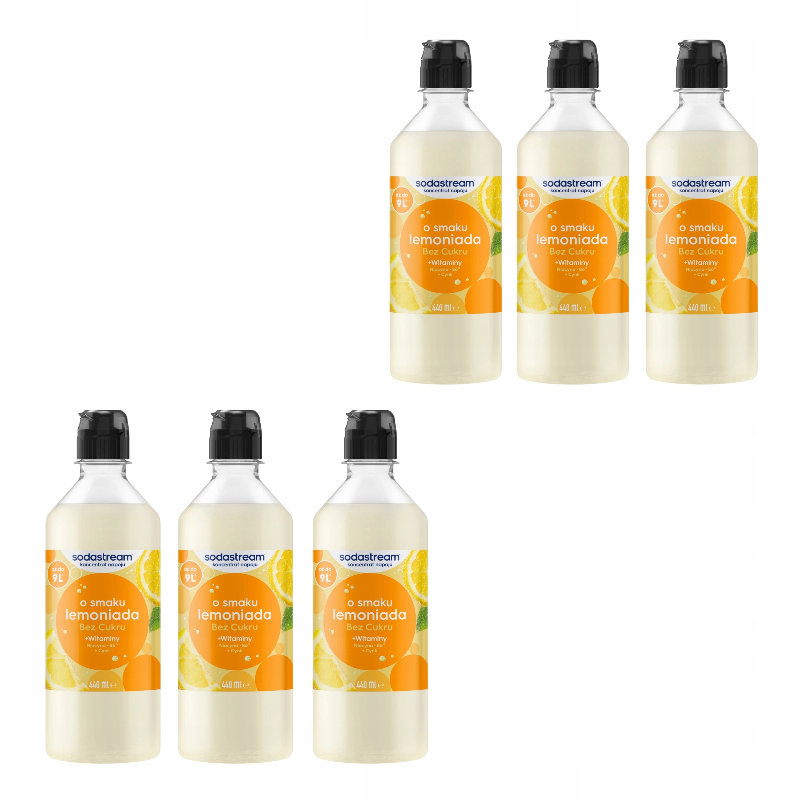 6x Sodastream Lemoniada Zero koncentrat syrop Cytryna do Saturatora 440 ml
