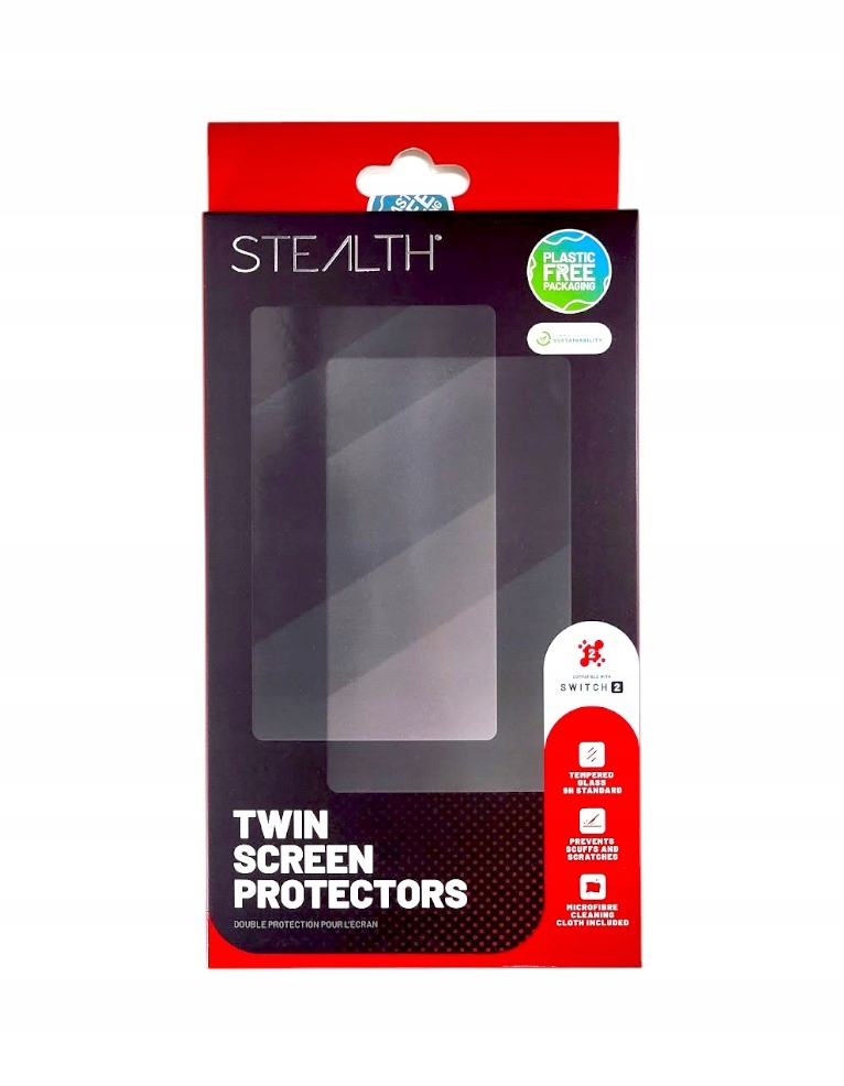 STEALTH – ZESTAW 2 SZTUK SZKŁA OCHRONNEGO + ŚCIERECZKA DO NINTENDO SWITCH 2