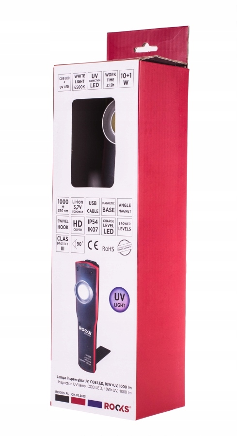 Solidna lampa latarka inspekcyjna UV COB LED USB