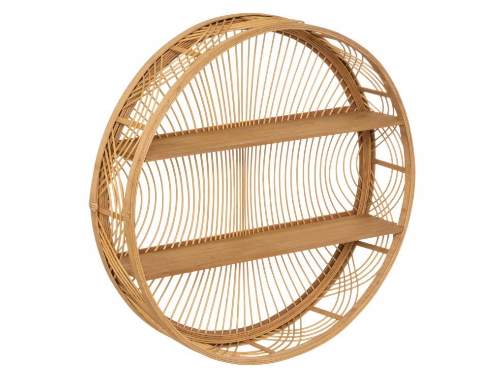 Okrúhla nástenná polica Ina z bambusového dreva, O 70 cm