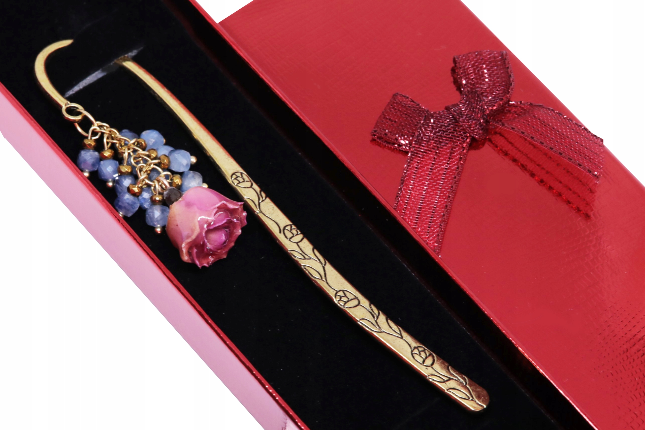 Záložka Do Knihy přírodní růže kianit Kámen Premium s krabičkou