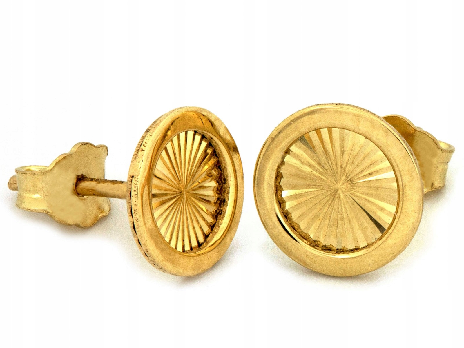 Módní náušnice zlaté 585 na diamantové tyčinky kulaté 1.15 g pro ženy