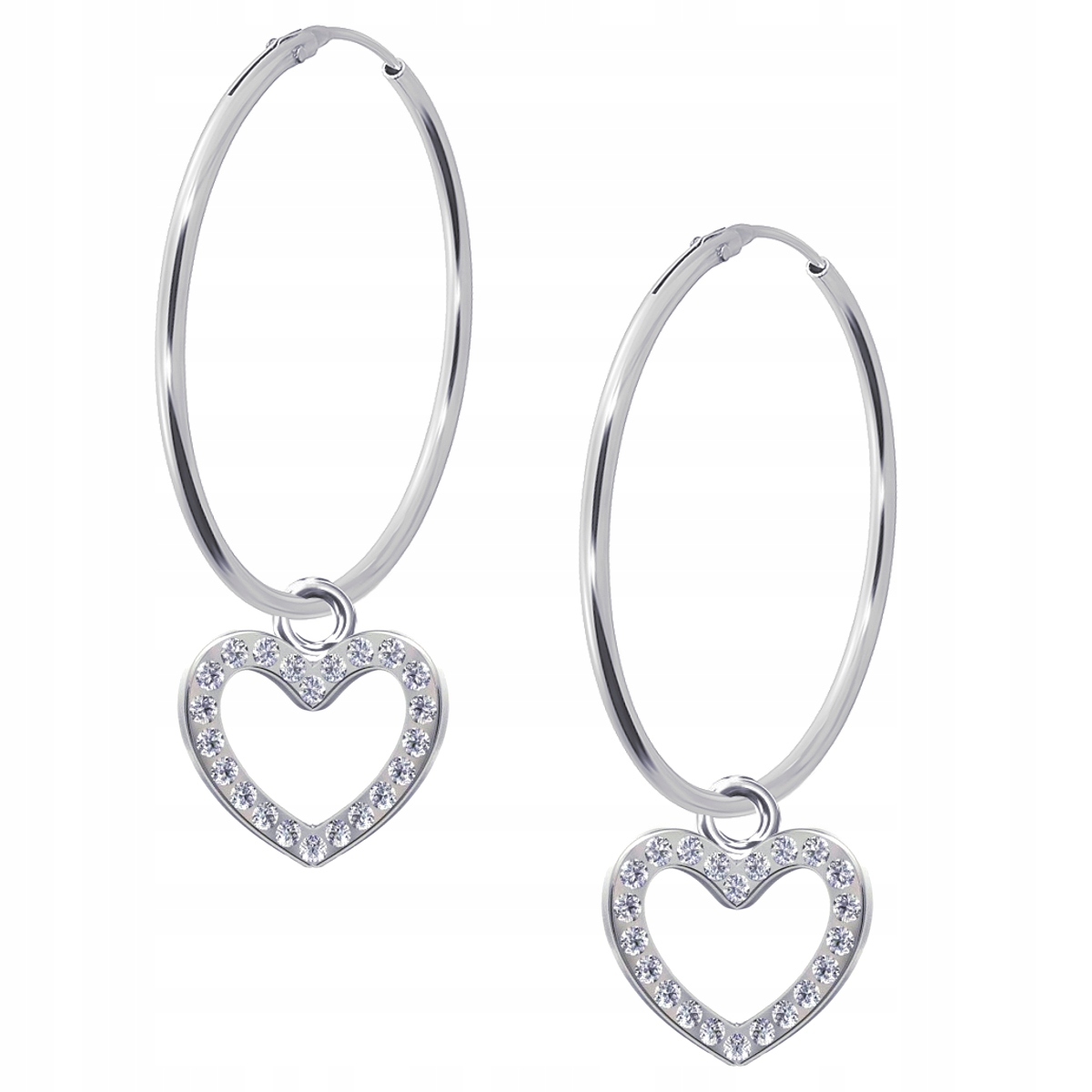 

Kolczyki Duże Koła Serca Serduszka srebro 925