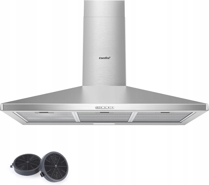 Okap przyścienny ścienny kominowy 90 cm Cht 3.9A17B Comfee Midea 2w1 Led