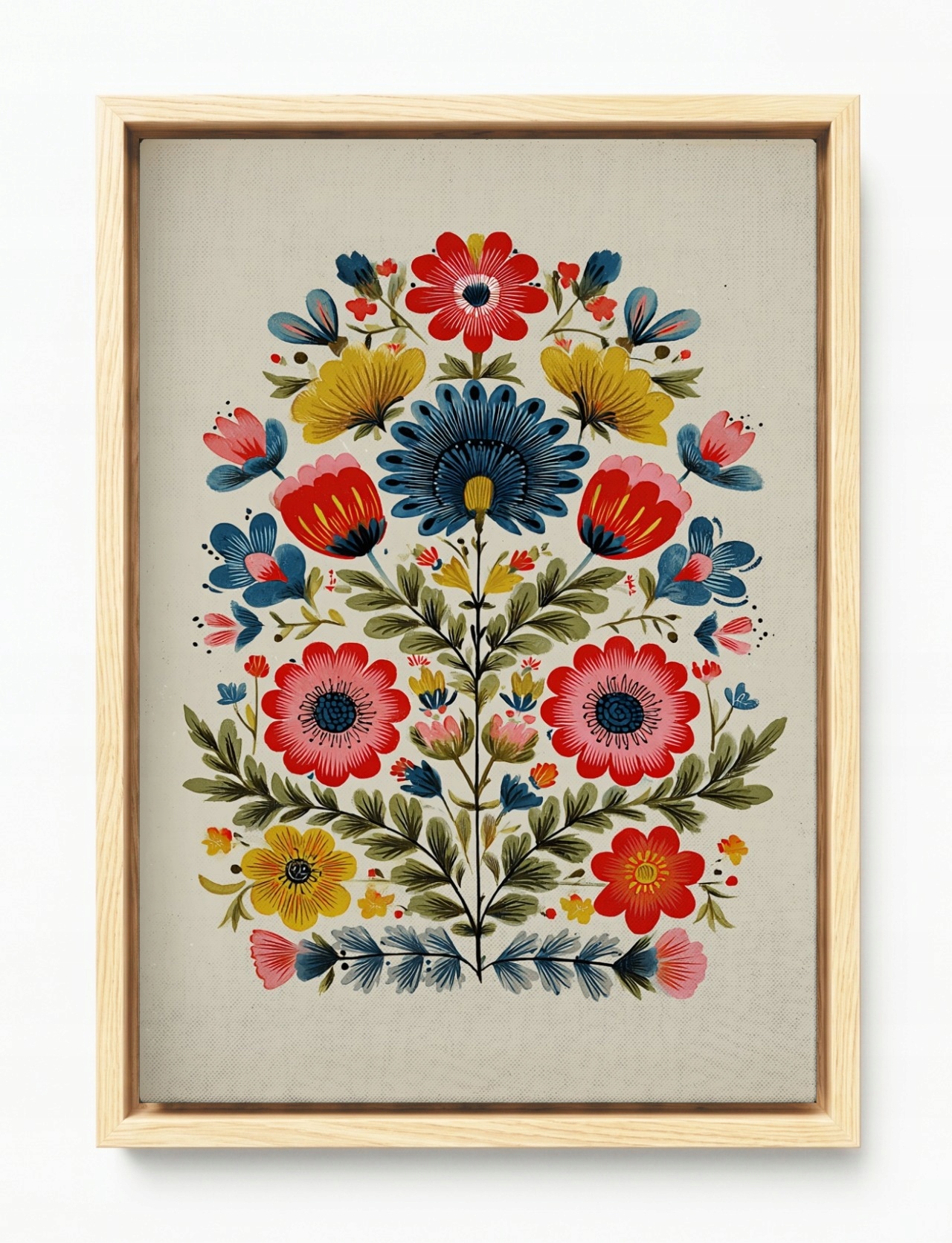 Obraz Rám American Box Grafika Květiny Vintage Etno Scandi Folk 40x60