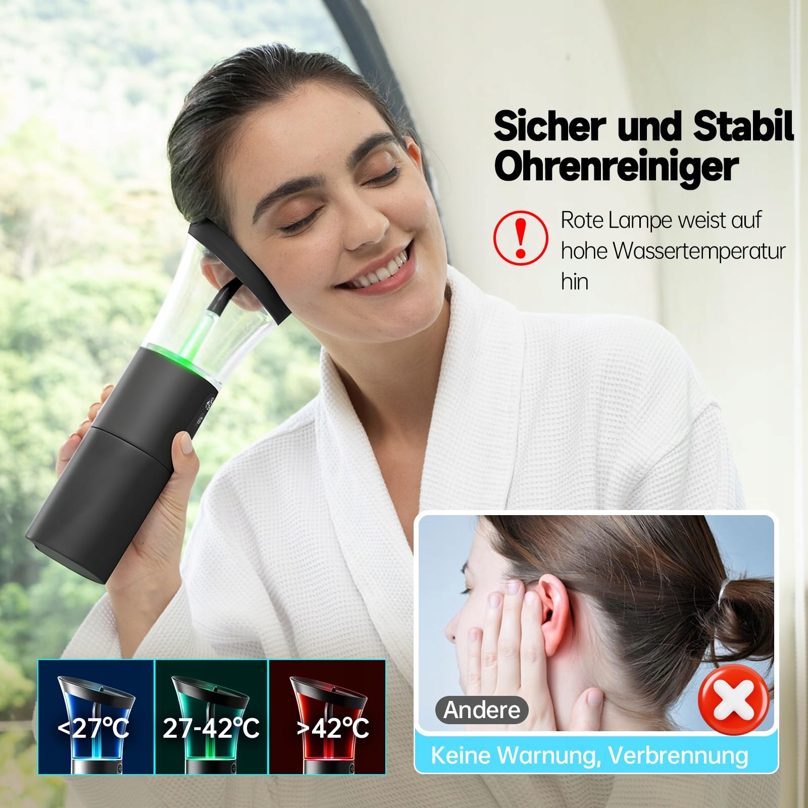 MORFONE Usuwacz Woskowiny Uszny IPX6 Wodoodporny 4 Tryby 5 Dysz — miniatura 7