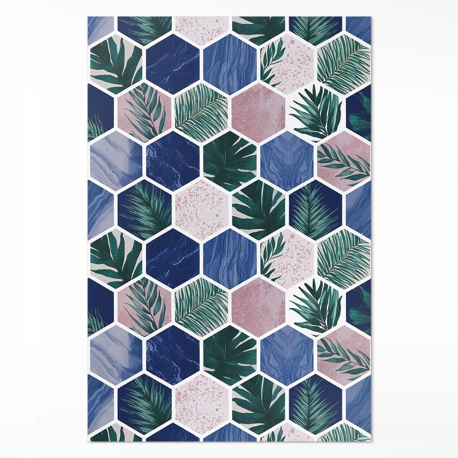 Koberec Pvc Vnitřní dlaždice hexagonů s rostlinným a kamenným motivem 150 x 225 cm