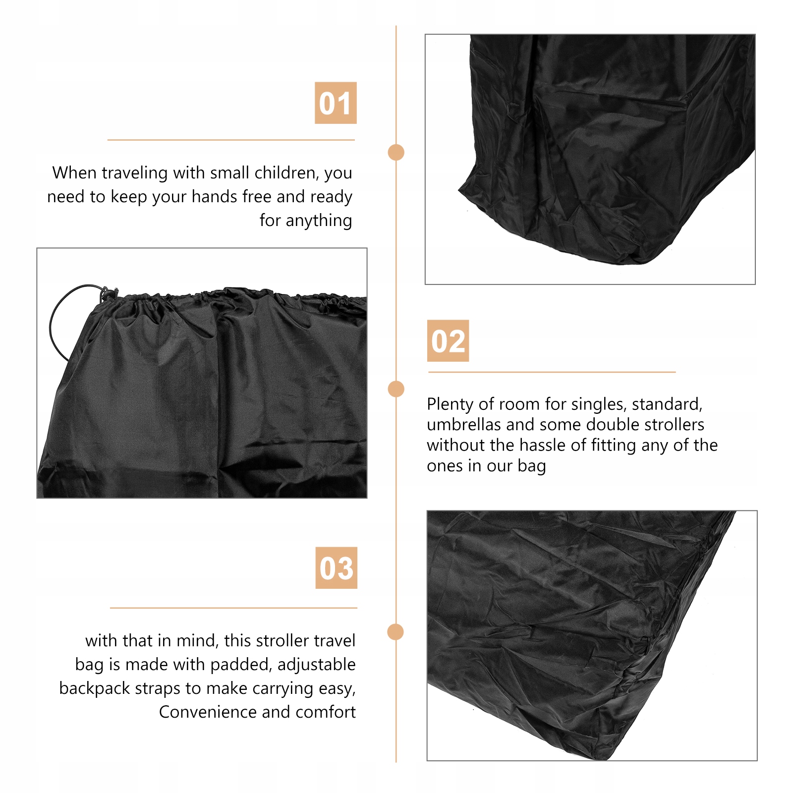 TORBA DO PRZECHOWYWANIA WÓZKA TORBA PODRÓŻNA DO SAMOLOTU Kolor czarny