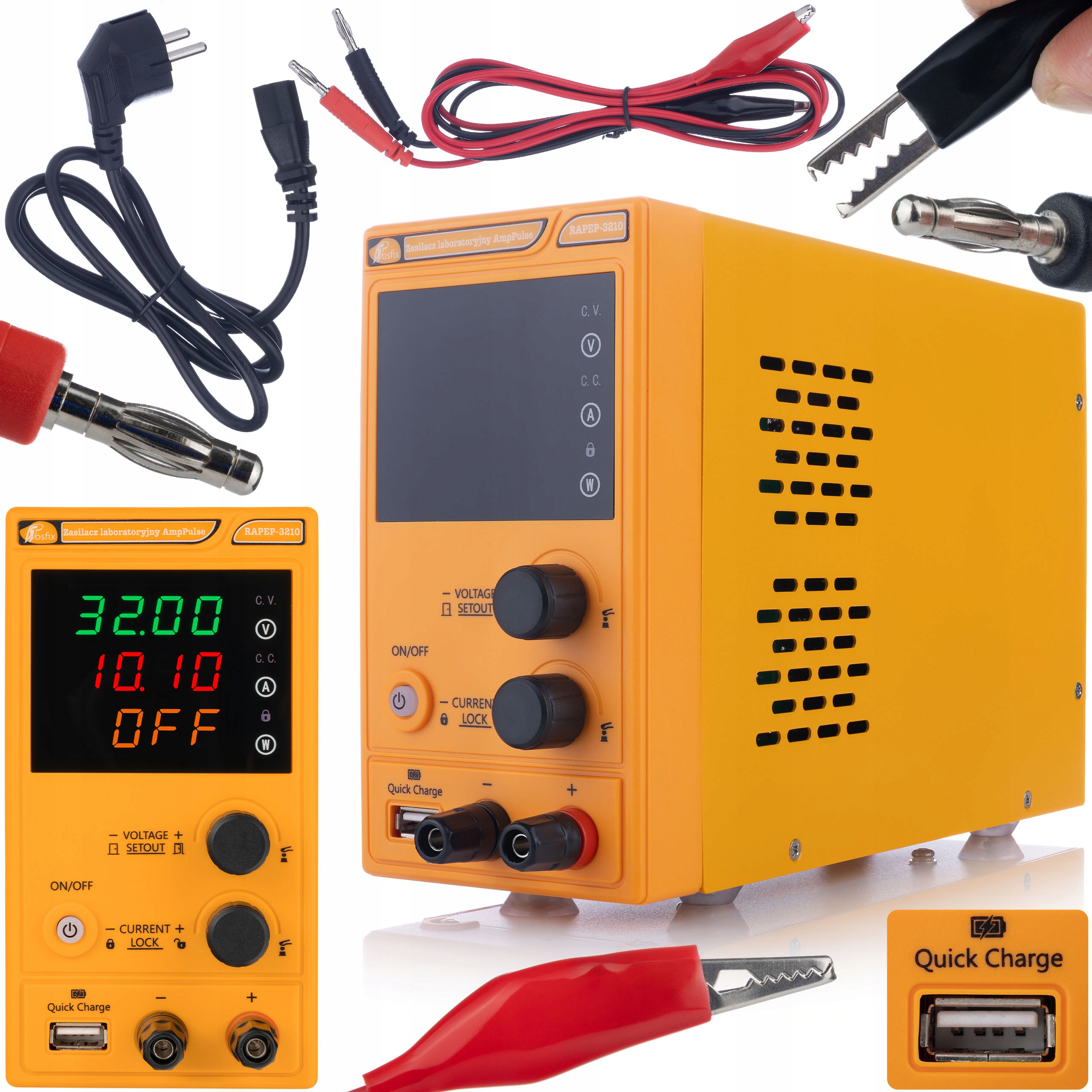 Laboratórny Napájací Zdroj Rosfix Amppulse RAPEP-3210 32V 10A Usb Quick Charge
