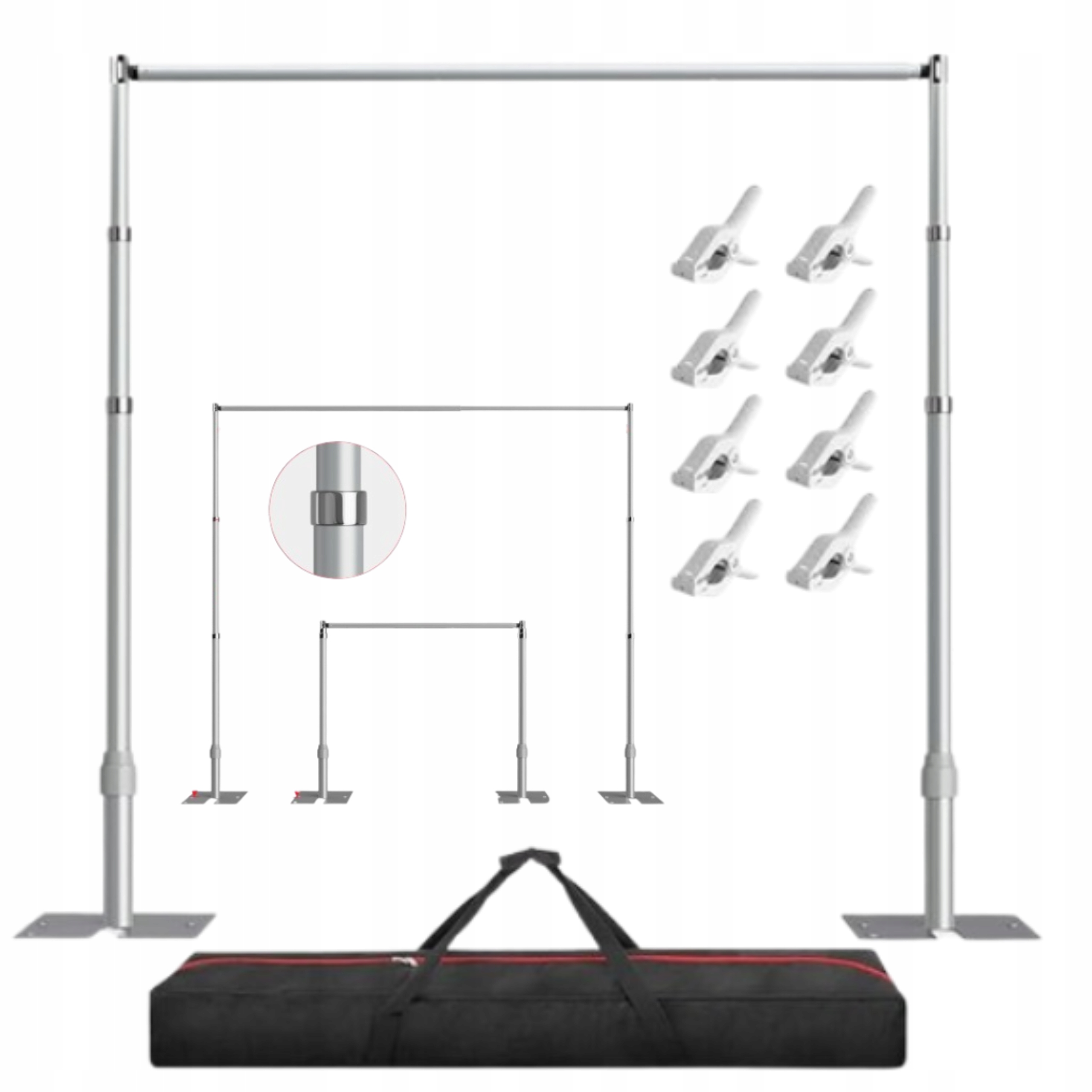 Stojan na fotografické pozadí 3x3 m, nastavitelný, kovový, pro svatební dekoraci