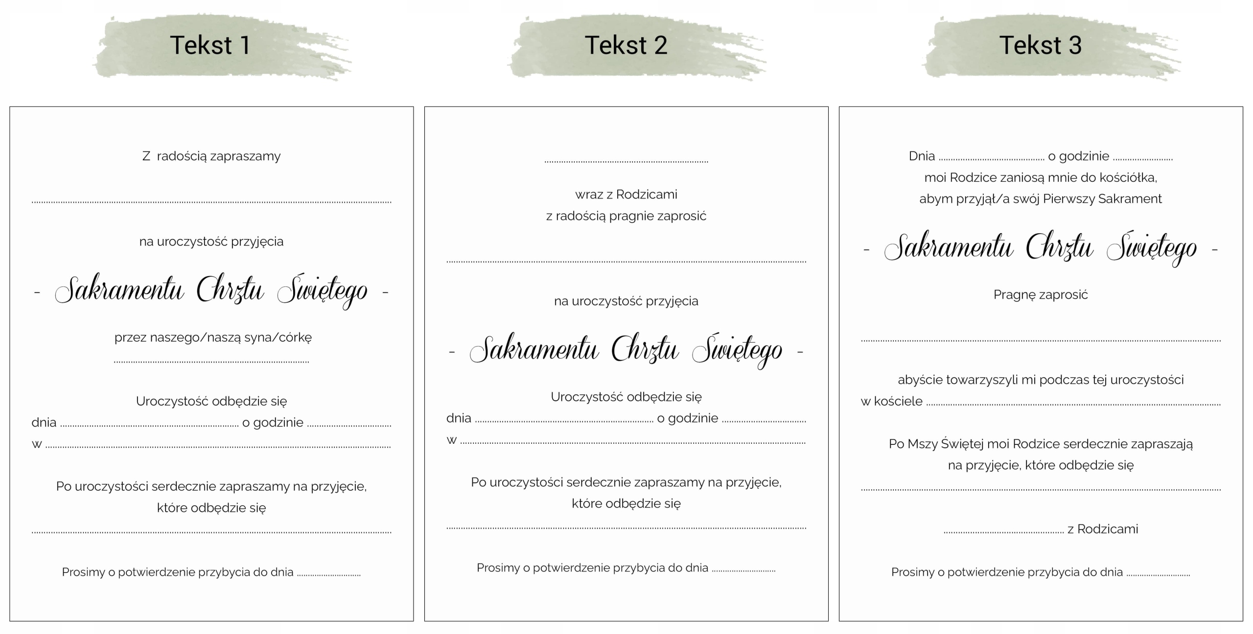 Zaproszenia na chrzest CIUSZKI Baby Shower Kolor biały