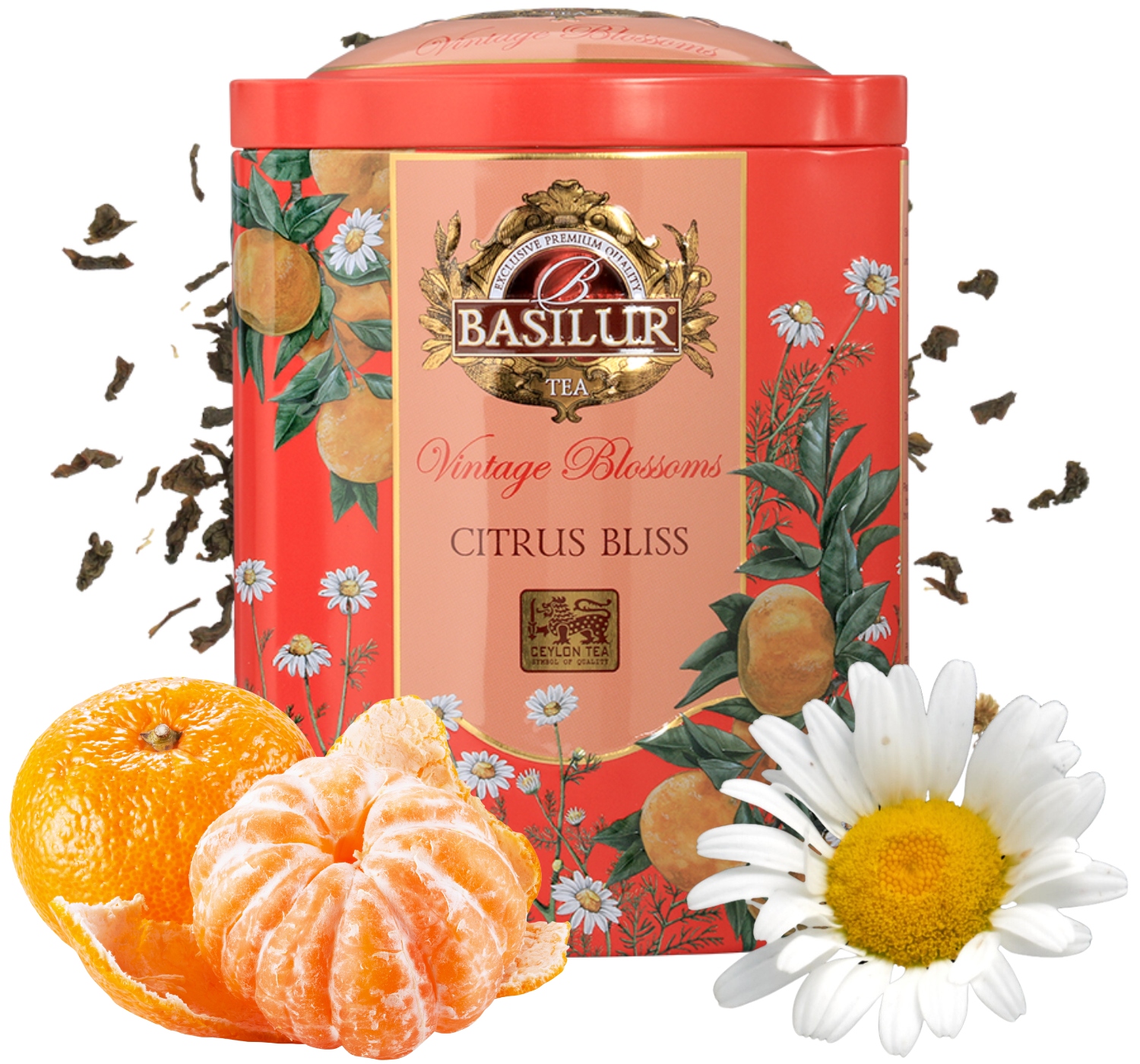 Levně Basilur Citrus Bliss černý čaj Mandarinka Heřmánek 100 g listů Plechovka