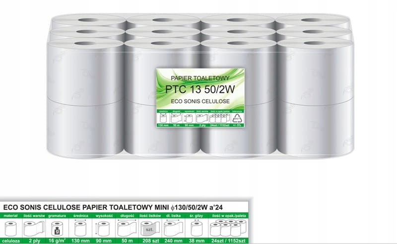 

Papier toaletowy celuloza 2W 50m 24szt miękki
